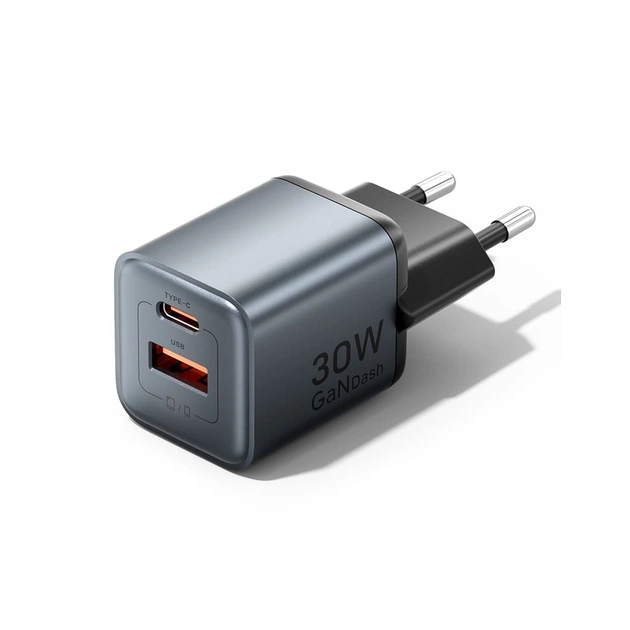 Зарядний пристрій Vention 1xUSB-C PD30W + 1xUSB QC3.0 18W GaN gray (FEWH0-EU) - зображення 1