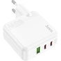 Зарядний пристрій HOCO C115A Header 2xUSB-C PD65W + 1xUSB QC3.0 GaN White (6931474798312) - зменшене зображення 5