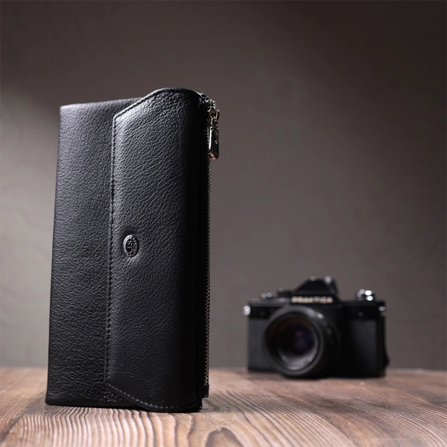 Портмоне ST Leather З натуральної шкіри Чорне (22698) - изображение 10