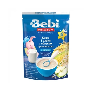 Дитяча каша Bebi Premium молочна 3 злаки з яблуком та ромашкою +6 міс. 200 г (8606019654399) зображення 1