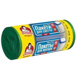 Пакети для сміття Помічниця 60 л 40 шт. (4820012340026) зображення 1