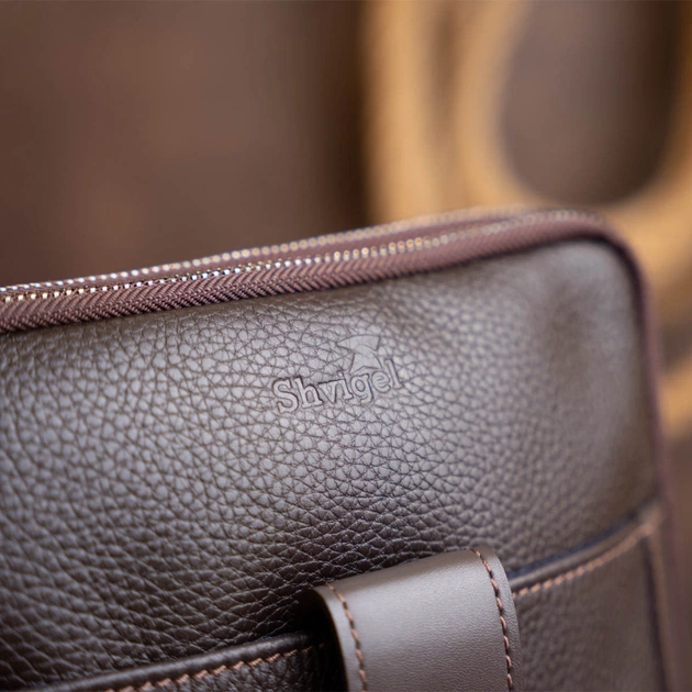 Сумка Shvigel На два відділення шкіряна Коричнева (11286) - зображення 12