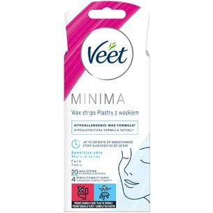 Воскові смужки Veet Minima Гіпоалергенні для чутливої шкіри обличчя 20 шт. (5900627095883) изображение 1