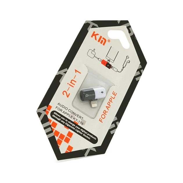 Переходник Lightning M to 2xLightning F white-black Kin (KY-176) - изображение 1