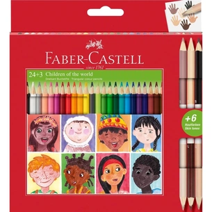 Карандаши цветные Faber-Castell Children of the World 24 кольору тригранні + 3 двосторонніх круглих, (511515) (32332) изображение 1