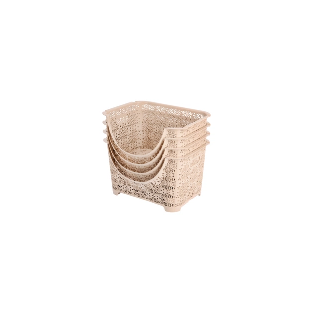 Кошик для зберігання Violet House 0409 Ажур Cappuccino 4 шт. (0409 Ажур CAPPUCHINO Набір 4 шт) - picture 4