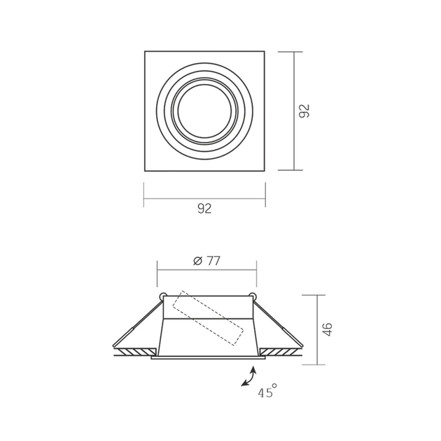 Світильник точковий Videx під лампу GU10 врізний Квадрат Чорний (VL-SPF09S-B) - picture 2
