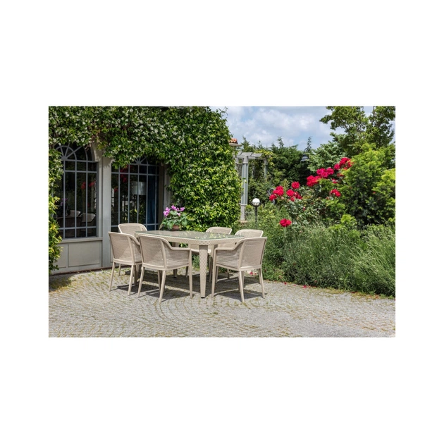 Стіл садовий Tilia Osaka 90x150 см з зовнішнім склом кавовий, ніжки пластикові (10059) - picture 4