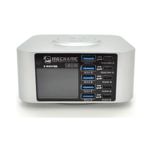 Зарядний пристрій MECHANIC 5xUSB-C PD + 5xUSB QC3.0 + Wireless Charging 15W LED indication 150W black (X-Power-150W) зображення 1