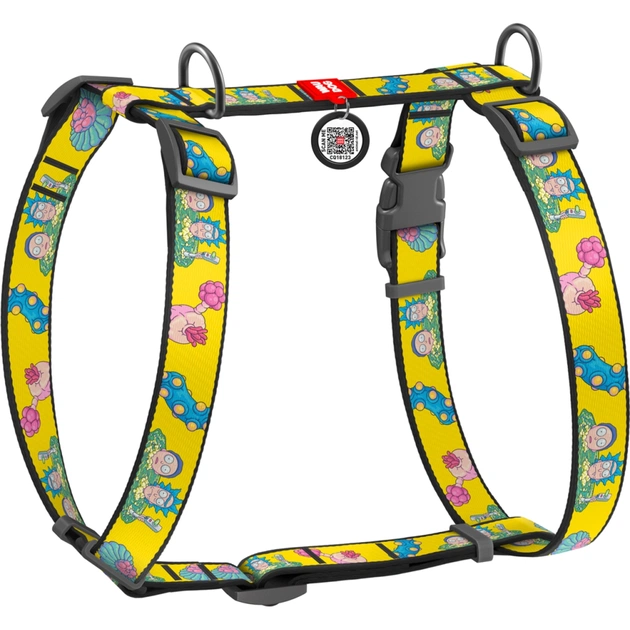 Шлея для собак WAUDOG Nylon з QR паспортом анатомічна H-подібна "Рік та Морті 1" L (5160-0280) - изображение 1