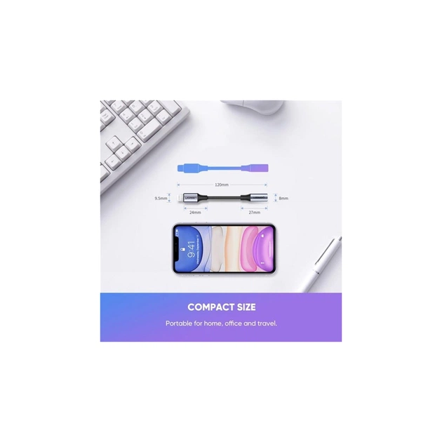 Перехідник Lightning to 3.5mm 10cm Headphone Jack Adapter Model US211 gray Ugreen (30756) - зображення 3