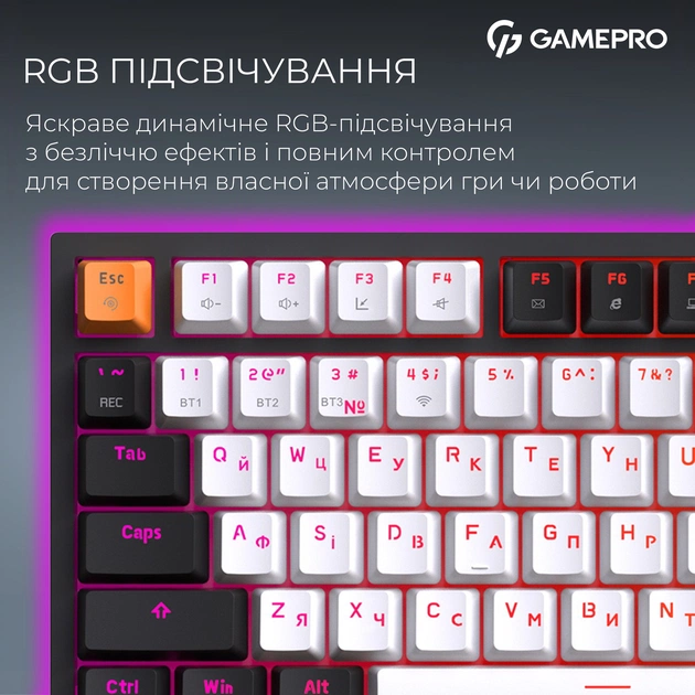 Клавиатура беспроводная GamePro Asgard Valhalla QLAB Sakura Switch Black (MK160-B-QS-PRO) - изображение 10