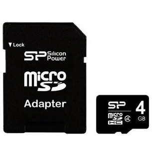 Карта пам'яті Silicon Power 4Gb microSDHC class 4 (SP004GBSTH004V10-SP) зображення 1
