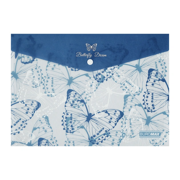 Папка - конверт Buromax А4 на кнопці, MACHAON ARABESKI, напівпрозора, синя (BM.3943-02) - зображення 1