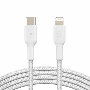 Дата кабель USB 2.0 AM to Lightning 1.0m BRAIDED white Belkin (CAA004BT1MWH) зображення 1