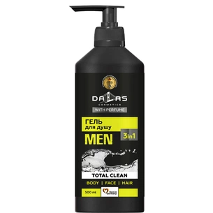 Гель для душу Dalas Cosmetics Total Clean 3 в 1 для чоловіків 500 г (4260637722652) зображення 1