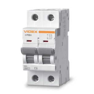 Автоматичний вимикач Videx RS6 RESIST 2п 6А 6кА С (VF-RS6-AV2C06) изображение 1