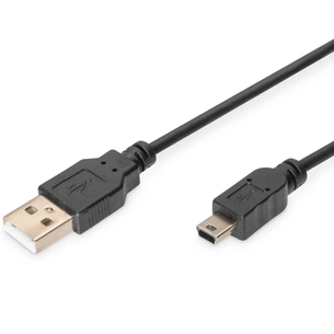 Дата кабель USB 2.0 AM to Mini 5P 3.0m black Digitus (AK-300130-030-S) зображення 1