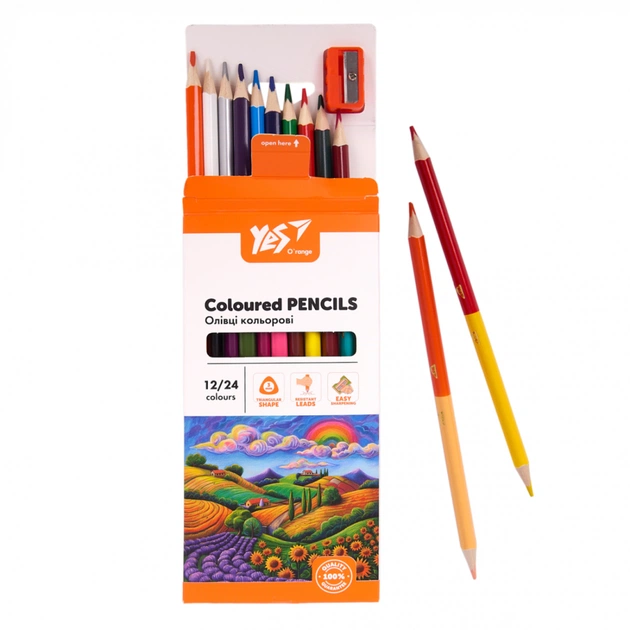 Олівці кольорові Yes Orange Line 12/24 кольорів з точилкою (290755) - picture 5