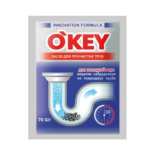 Засіб для прочищення труб O'KEY для холодної води 70 г (4820049381474) зображення 1