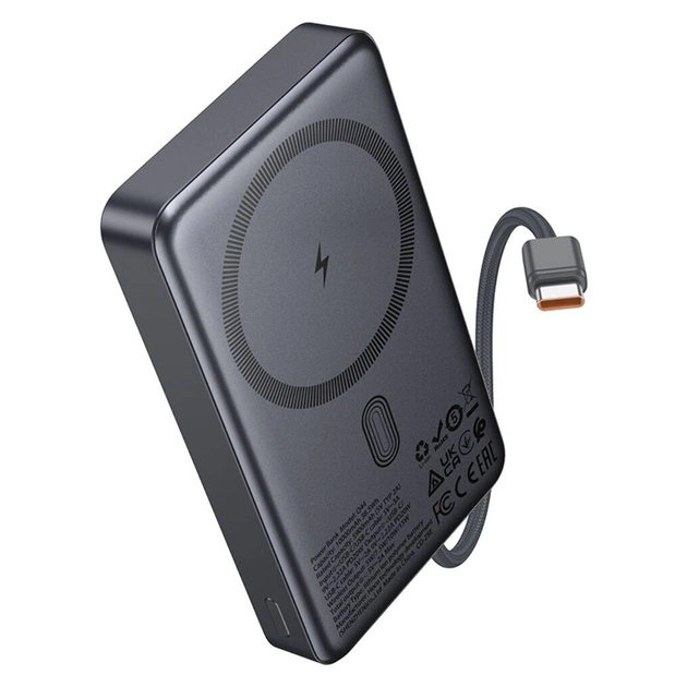 Батарея універсальна HOCO 10000 mAh Origen Dual PD/20W Magnetic with cable Type-C Metal Gray (Q44 / 714983) - picture 3