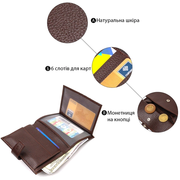 Гаманець Canpellini З натуральної шкіри Флотар Коричневий (21737) - зображення 4