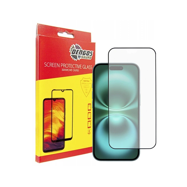 Стекло защитное Dengos Full Glue iPhone 16 (black) (TGFG-366) - изображение 1