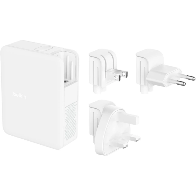 Зарядний пристрій Belkin 140W 3хUSB-С GAN PD PPS USB-A White (WCH014BTWH) - зображення 1