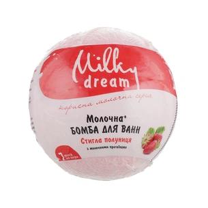 Бомбочка для ванни Milky Dream Молочна Стигла полуниця з молочними протеїнами 100 г (4820205300806) изображение 1