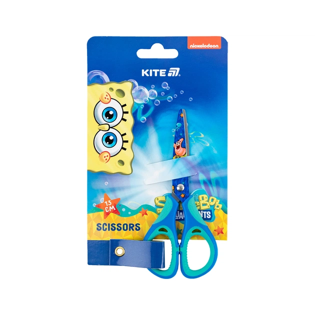 Ножиці Kite дитячі з гумовими вставками і малюнком на лезі Sponge Bob 13 см (SB25-148) - зображення 1