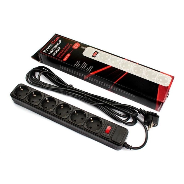 Фильтр питания FrimeCom (FC-B4006W 3 B) 6 розеток, 3 м, черный - изображение 1