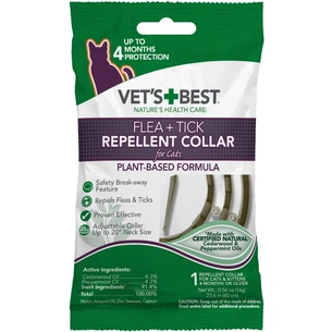 Нашийник для тварин Vet's Best Від бліх та кліщів для котів 60 см (0031658108121) зображення 1