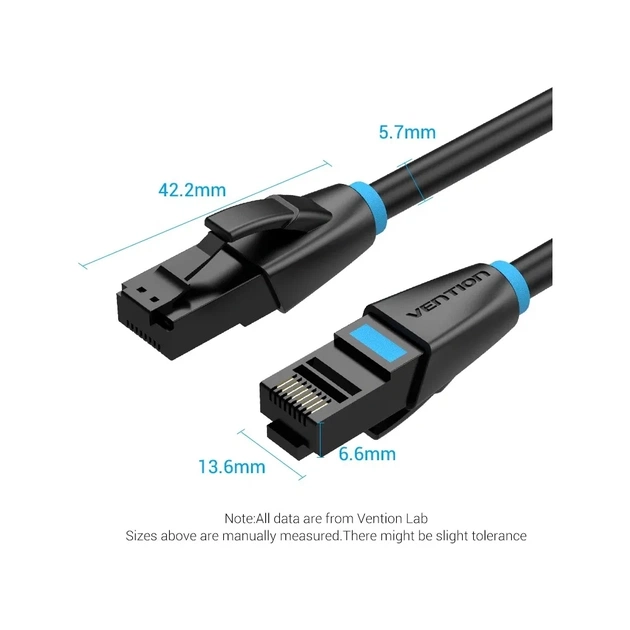 Патч-корд 1м, UTP cat 7 RJ-45 black Vention (IBKBF) - picture 5