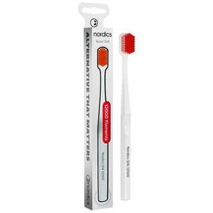 Зубна щітка Nordics Silk 12000 White/Red Біла з червоними щетинками (3800500324128) зображення 1
