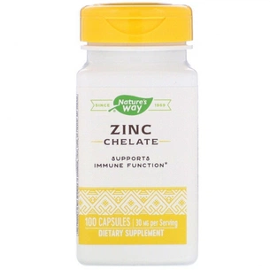 Мінерали Nature's Way Цинк Хелат, Zinc Chelate, 30 мг, 100 капсул (NWY41091) зображення 1
