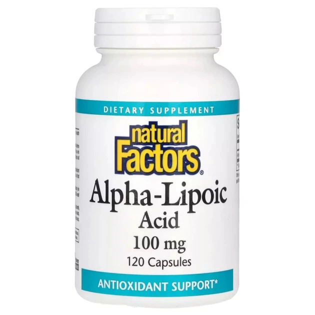 Вітамінно-мінеральний комплекс Natural Factors Альфа-ліпоєва кислота, 100 мг, Alpha-Lipoic Acid, 120 капсул (NFS-02096) - зображення 1