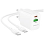 Зарядний пристрій BOROFONE BN29 Fuente 1xUSB-C PD30W + 1xUSB QC3.0 + cable USB-C to USB-C White (6941991120343) - зменшене зображення 4