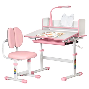 Парта зі стільцем ErgoKids Pink (+полка+лампа) (BD-24 PN) изображение 1