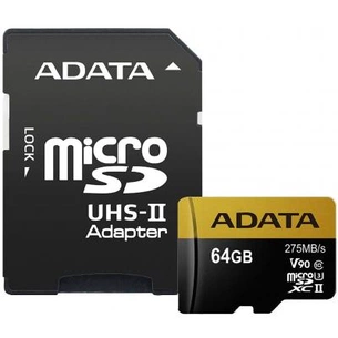 Карта пам'яті ADATA 64GB microSD class 10 UHS-II U3 (AUSDX64GUII3CL10-CA1) зображення 1