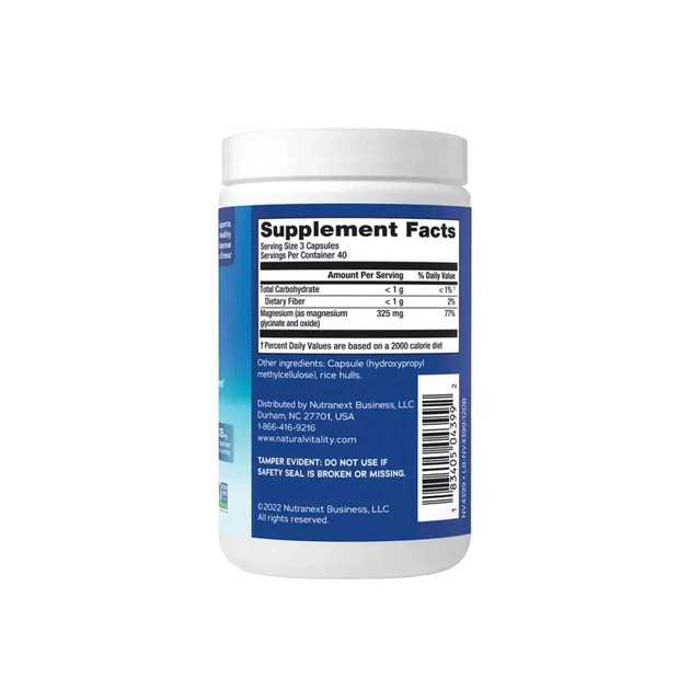 Мінерали Natural Vitality Гліцинат Магнію, 325 мг, CALM, Magnesium Glycinate, 120 капсул (PTG-04399) - picture 2