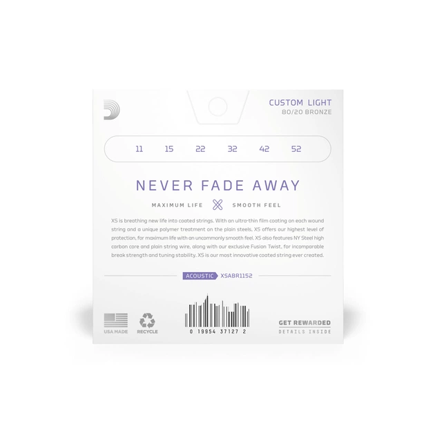 Струни для гітари D'Addario XS 80/20 Bronze Custom Light (11-52) (XSABR1152) - picture 3