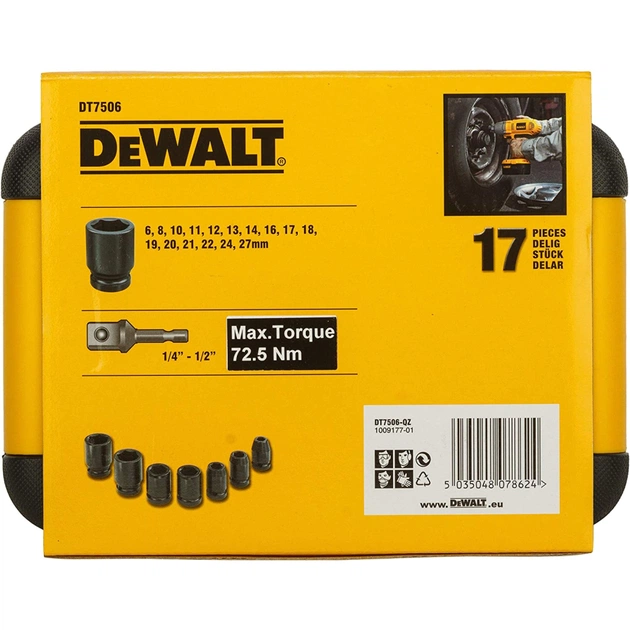 Набір торцевих головок DeWALT ударних торцевих 1/2" EXTREME IMPACT, 17 шт (DT7506) - picture 8