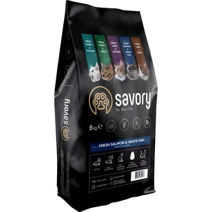 Сухий корм для кішок Savory Adult Cat Gourmand Fresh Salmon and White Fish 8 кг (4820232630037) зображення 1