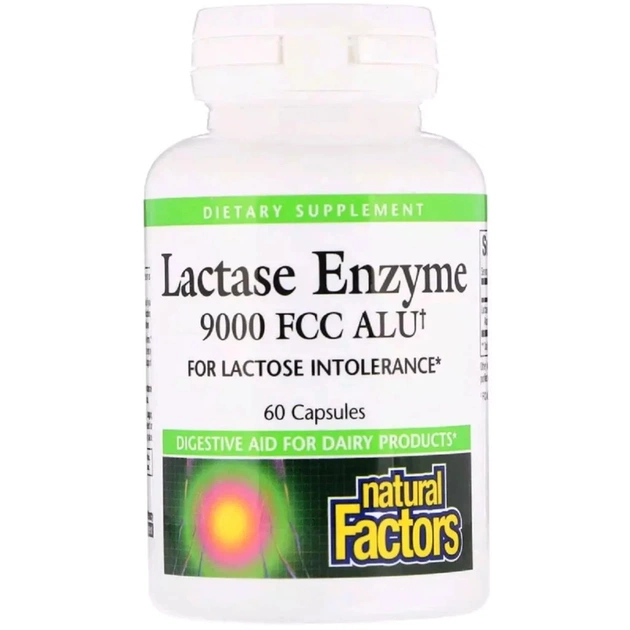 Вітамінно-мінеральний комплекс Natural Factors Ензим Лактази, Lactase Enzyme, 9000 FCC ALU, 60 Капсул (NFS-01740) - зображення 1