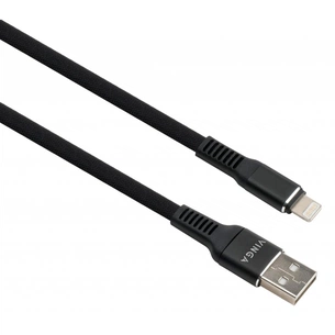Дата кабель USB 2.0 AM to Lightning 1.0m flat nylon black Vinga (VCPDCLFNB1BK) зображення 1