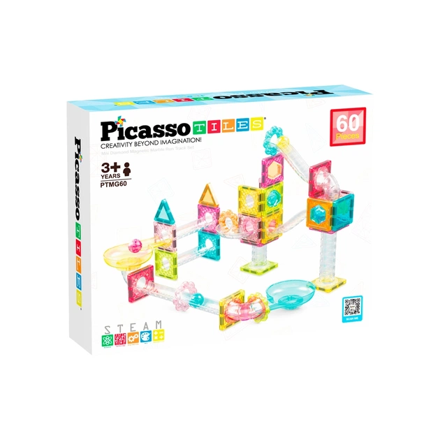 Конструктор Picasso магнітний Tiles Mini Diamond Marble Run Track Set 60 деталей (817338028299) - зображення 1