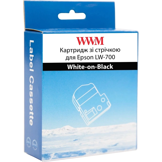 Стрічка для принтера етикеток WWM для Epson LW-700 24mm х 8m White-on-Black (WWM-SD24K) - picture 2