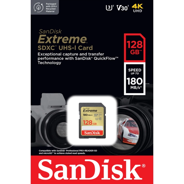 Карта пам'яті SanDisk 128GB SD class 10 UHS-I Extreme (SDSDXVA-128G-GNCIN) - picture 3