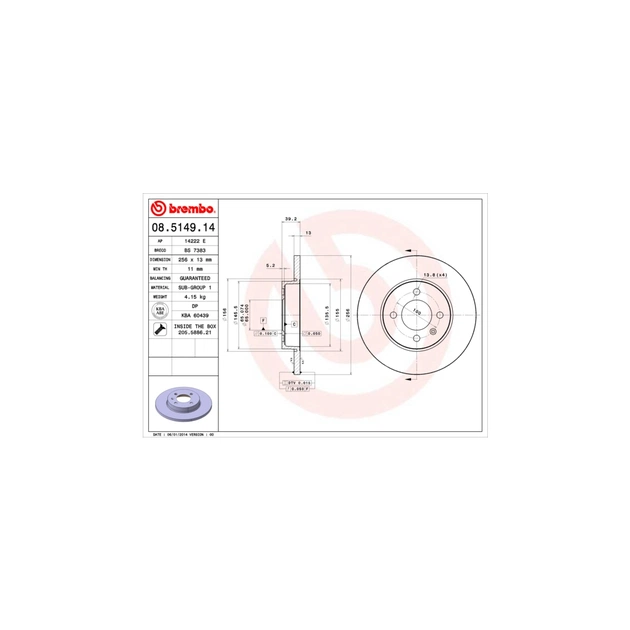 Гальмівний диск Brembo 08.5149.14 - зображення 1