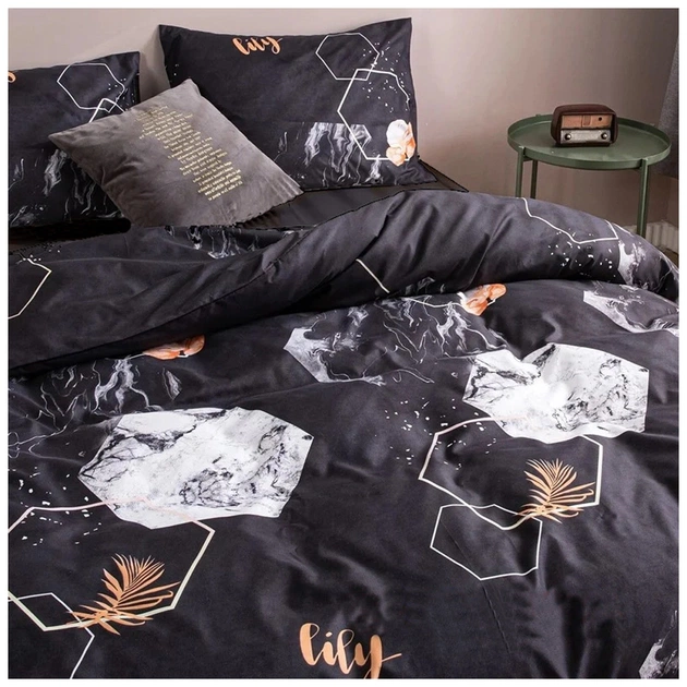 Постільна білизна MirSon Бязь Premium 17-0309 Black marble Сімейна 160x220 (2200002357357) - зображення 1